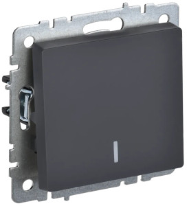 Выключатель 1 кл. проходной с подсветкой, Графит, Brite IEK BR-V12-1-10-K53
