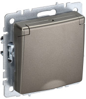 Розетка c З/К с крышкой, влагозащищенная IP44, Шампань, Brite IEK BR-R16-16-44-K37