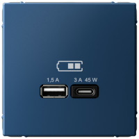 Розетка USB для быстрой зарядки, тип A+C 45Вт, Аквамарин, ArtGallery SE GAL001129