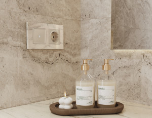 Рамка 3 местная мрамор, Серо-бежевый, ALFA Grand Ambrella Volt AF930603