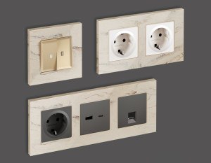 Рамка 3 местная мрамор, Серо-бежевый, ALFA Grand Ambrella Volt AF930603