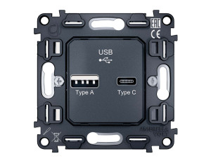 Механизм розетки USB для быстрой зарядки тип A+C, Quant Ambrella Volt VM177