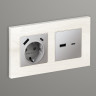 Лицевая панель розетки USB для быстрой зарядки тип A+C, Сталь матовый, ALFA Quant Ambrella Volt AP5110