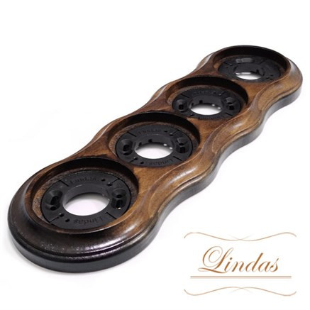 Рамка 4 местная деревянная 98x240 на бревно, Орех лакированный Lindas 25963