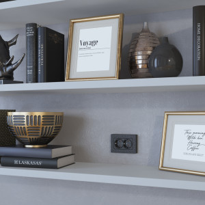 Розетка двойная с З/К, Hammer черный, Werkel W1272008