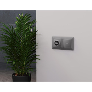 Лицевая панель терморегулятора теплого пола электронного, Сталь матовый, ALFA Quant Ambrella Volt AP5058