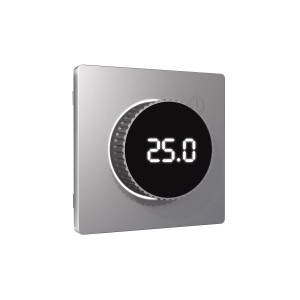 Лицевая панель терморегулятора теплого пола электронного, Сталь матовый, ALFA Quant Ambrella Volt AP5058