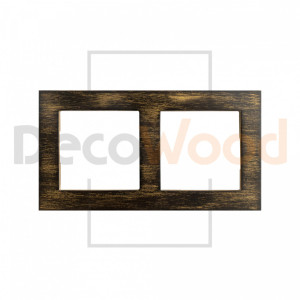 Рамка 2 местная деревянная под электрику JUNG/ABB Basic, Черный/Золото, DecoWood РЮАМ2-ЧЗ