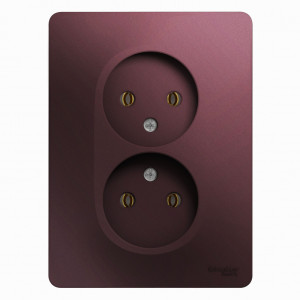 Розетка 2 местная 16А 250В, Баклажанный, Glossa SE GSL001120