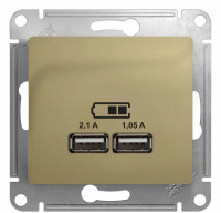 Розетка USB для зарядки, Титан, Glossa SE GSL000433
