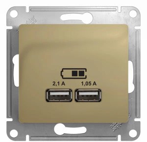 Розетка USB для зарядки, Титан, Glossa SE GSL000433 Розетка USB для зарядки, Титан, Glossa SE GSL000433