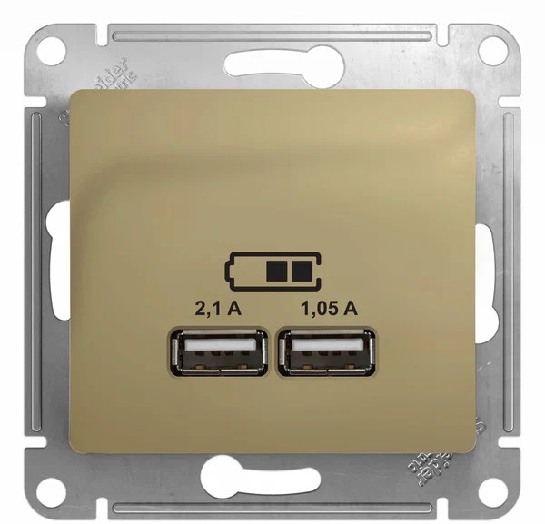 Розетка USB для зарядки, Титан, Glossa SE GSL000433 Розетка USB для зарядки, Титан, Glossa SE GSL000433