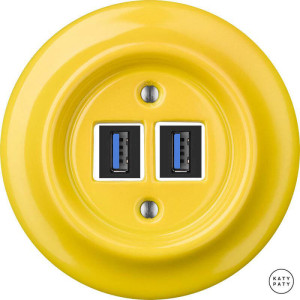 Розетка USB для зарядки, ярко-желтый глянцевый, Katy Paty NILUGsUSBb 