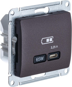 Розетка USB для быстрой зарядки, тип C 65ВТ, Шоколад, Glossa SE GSL000827
