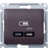 Розетка USB для быстрой зарядки, тип C 65ВТ, Шоколад, AtlasDesign SE GSL000827