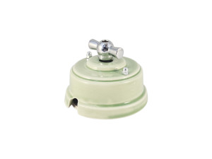 Выключатель керамика 2 кл. (4 положения), Зеленый Verde, ручка серебро, Leanza ВП2ЗС