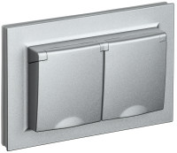 Розетка 2-я c З/К с крышкой, влагозащищенная IP44, Алюминий, Brite IEK BR-R26-16-44-K47-F
