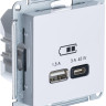 Розетка USB для быстрой зарядки, тип A+C 45Вт, Белый, AtlasDesign SE ATN000129