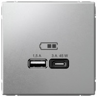 Розетка USB для быстрой зарядки, тип A+C 45Вт, Алюминий, ArtGallery SE GAL000329