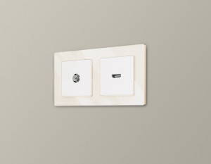 Рамка 2 местная стекло органическое, Бежевый, ALFA Platos Ambrella Volt AF330302