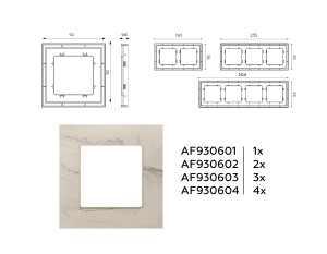 Рамка 4 местная мрамор, Серо-бежевый, ALFA Grand Ambrella Volt AF930604