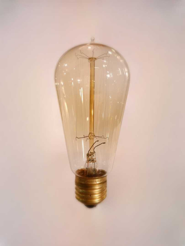 Лампа накаливания Эдисона ST58 L 40Вт Е27, золотистая Loft&Wood ST58L-40W