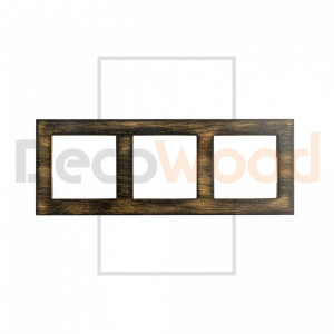 Рамка 3 местная деревянная под электрику JUNG/ABB Basic, Черный/Золото, DecoWood РЮАМ3-ЧЗ