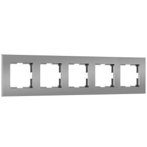 Рамка 5 местная пластик, Серебро матовый, Slab Werkel W0052965