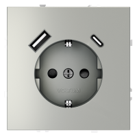 Розетка c З/К, шторками и USB зарядкой A+C, Сталь, Voltum S70 VLS040505