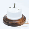 Выключатель керамика тумблерный 1 кл., белый с бронзовой ручкой Lindas 34410-B