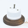 Выключатель керамика тумблерный 1 кл., белый с бронзовой ручкой Lindas 34410-B