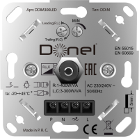 Диммер поворотный, Матовый карбон, Donel  DDIM DDIM300LED