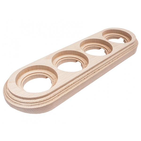 Рамка 4 местная дерево на бревно D300, Натурэль, Bironi BFC30-640-10