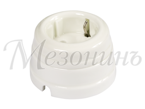Ретро розетка фарфоровая с 3/К, Белый, ТМ МезонинЪ GE70303-01