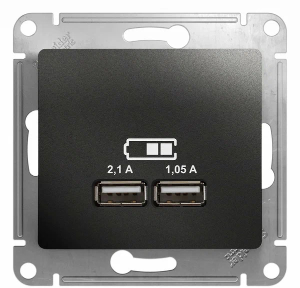 Розетка USB для зарядки, Антрацит, Glossa SE GSL000733 Розетка USB для зарядки, Антрацит, Glossa SE GSL000733