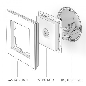 Розетка телевизионная TV проходная, Белый, Werkel W1184001