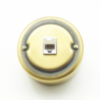 Розетка компьютерная RJ45, металл, золото Petrucci 402GD