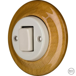 Выключатель кнопочный 1 кл. перекрестный, бук глянцевый, Katy Paty LIFAGW7