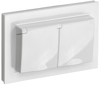 Розетка 2-я c З/К с крышкой, влагозащищенная IP44, Белый, Brite IEK BR-R26-16-44-K01-F