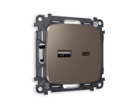 Розетка USB для быстрой зарядки тип A+C, Темная бронза матовый, OMEGA Quant Ambrella Volt MO641010