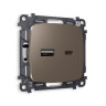 Розетка USB для быстрой зарядки тип A+C, Темная бронза матовый, OMEGA Quant Ambrella Volt MO641010