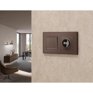 Лицевая панель терморегулятора теплого пола электронного, Темная бронза матовый, ALFA Quant Ambrella Volt AP6358