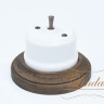 Выключатель керамика тумблерный 1 кл., белый с медной ручкой Lindas 34410-C