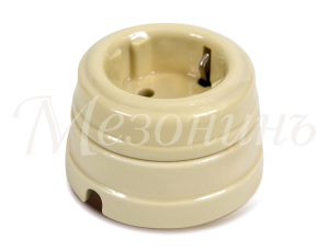Ретро розетка фарфоровая с 3/К, Слоновая кость, ТМ МезонинЪ GE70303-02