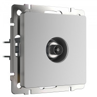 Розетка телевизионная TV проходная, Серебряный, Werkel W1184006