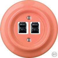 Розетка комп. фарфоровая RJ45 cat.5е, лосось глянцевый, Katy Paty PNSAGsCat5e 