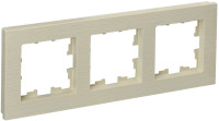 Рамка 3 местная, Бежевый Рифленый, Brite IEK BR-M32-51-K10
