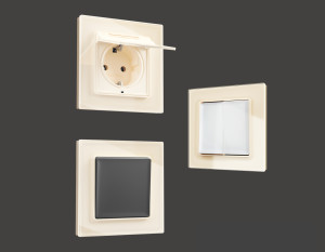 Рамка 4 местная стекло органическое, Бежевый, ALFA Platos Ambrella Volt AF330304