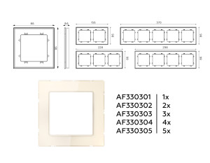Рамка 4 местная стекло органическое, Бежевый, ALFA Platos Ambrella Volt AF330304