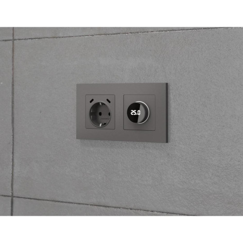 Лицевая панель терморегулятора теплого пола электронного, Антрацит серый, ALFA Quant Ambrella Volt AP6558